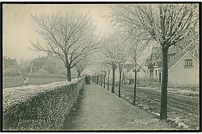 Skælskør, Kirkegaardsvej i frost. Stenders no. 19076.