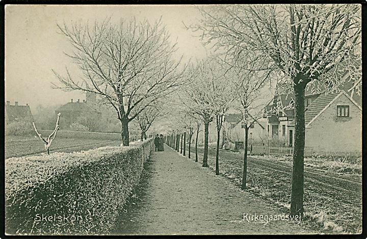 Skælskør, Kirkegaardsvej i frost. Stenders no. 19076.