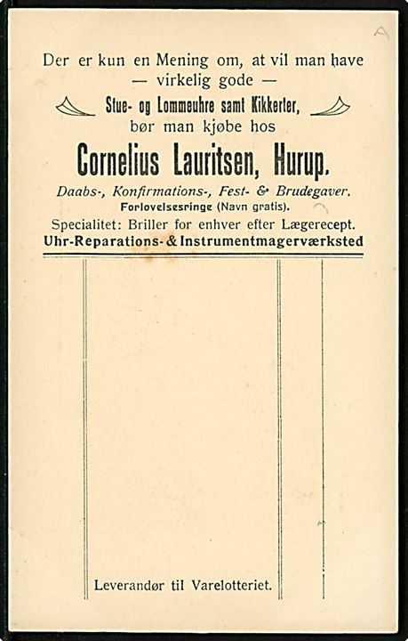 Lyø, bonde i egnsdragt. Nota fra Cornelius Lauritsen, Hurup. Uden adresselinier.