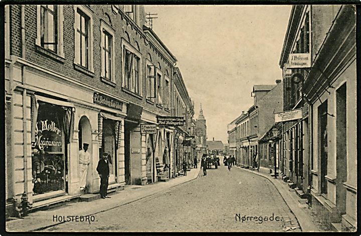 Holstebro. Nørregade med mange gadefacader. Stenders no. 8215.