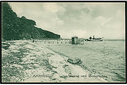 Aarhus. Stranden ved Ørnereden med turbåden ved kaj. Stenders no. 2083.