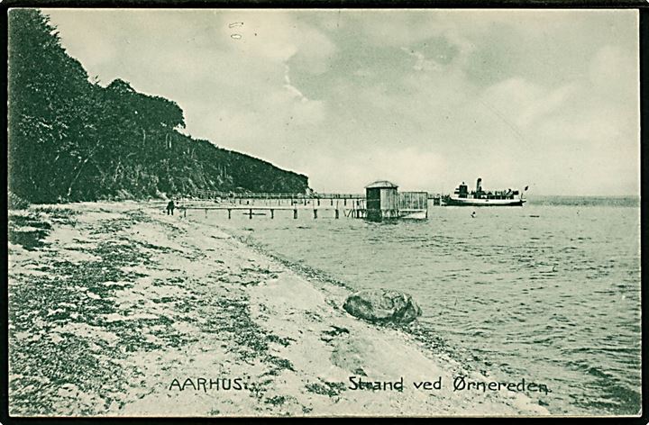 Aarhus. Stranden ved Ørnereden med turbåden ved kaj. Stenders no. 2083.