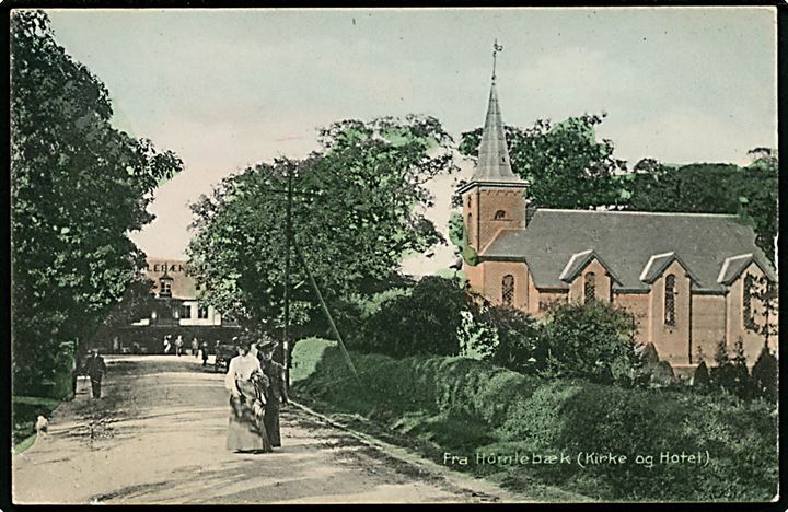 Humlebæk. Kirke og hotellet. Stenders no. 4809.