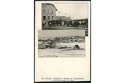 Fra Island. Reykjavik i snevejr og i Høsttiden. F. Hendriksen u/no. Dansk Koloniudstilling i Tivoli 1905. 