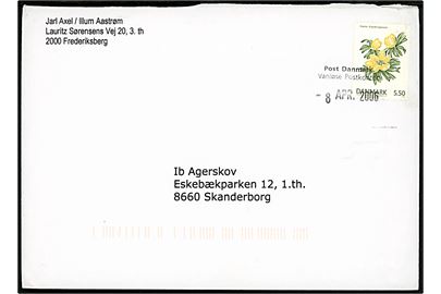 5,50 kr. Erantis på brev annulleret med trodat-stempel Post Danmark Vanløse Postkontor d. 8.4.2006 til Skanderborg.