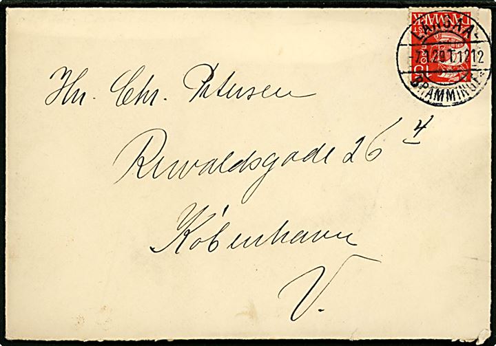 15 øre Karavel på brev fra Grindsted annulleret med bureaustempel Langaa - Bramminge sn2 T.1212 d. 7.1.1929 til København.