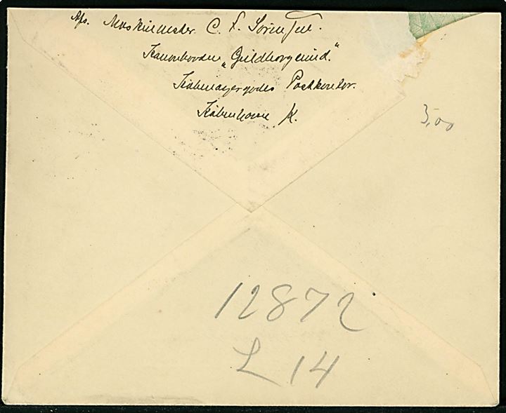 1 kr. 1. Zone udg. single på filatelistisk anbefalet brev stemplet Sonderburg **C d. 24.5.1920 til København. Sendt fra maskinmester ombord på kanonbåden Guldborgsund, Købmagergades Postkontor, København K. 