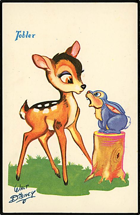 Walt Disney. Stampe og Kaninen fra Bambi. Fransk reklame fra 50'erne, for “Tobler” chokolade. Georges Lang, Paris u/no.