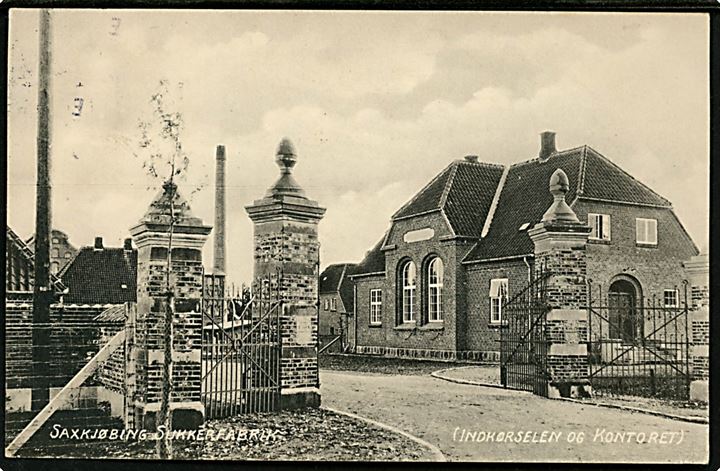 Sakskøbing Sukkerfabrik. Indkørsel og Kontoret. Julius Lund u/no. 