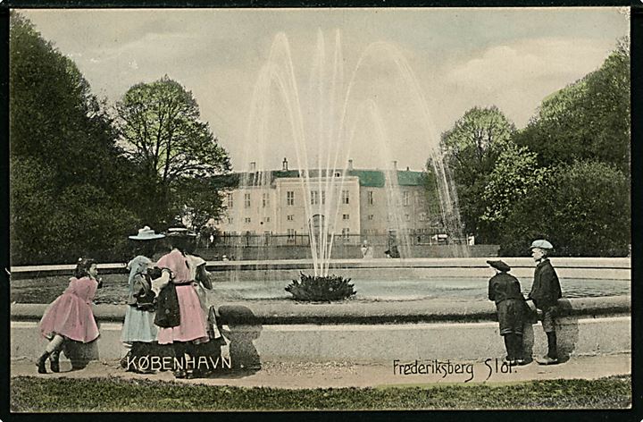 Købh., Frederiksberg Slot med springvand. Stenders no. 3214. Har været opklæbet.