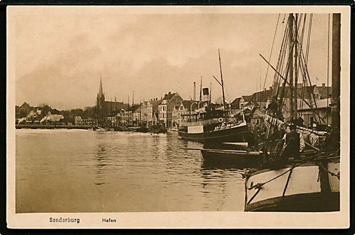 Sønderborg, havn med dampskib. W.B.L.H. no. 1474.