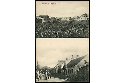 Gylling, partier fra. J.J.N. no. 4006. Frankeret med 5 øre Bølgelinie annulleret med stjernestempel GYLLING og sidestemplet bureau Horsens - Odder T.8 d. 25.9.1912 til Vig St.