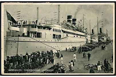 Købh., Langelinie med turistdampere - bl.a. S/S Arandora Star. J.C.O. no. 421. Anvendt 1940.