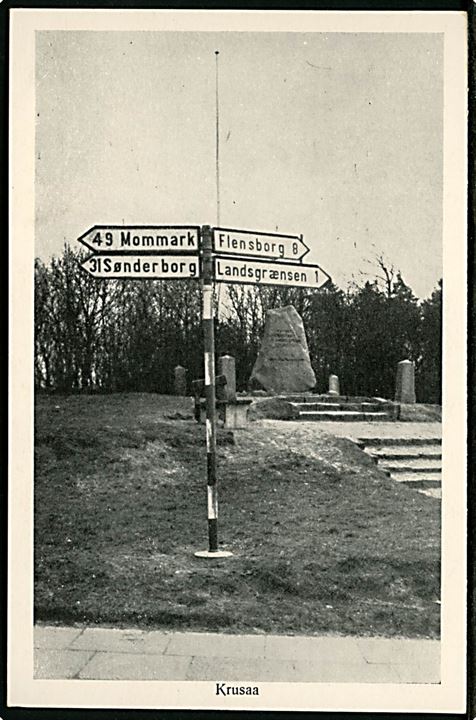 Kruse, mindesten og vejskilte til Mommark, Sønderborg, Landegrænsen og Flensborg. C.C.Biehl no. 1526.