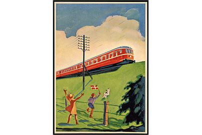 Dansk 4-Vogns Lyntog. DSB reklamekort 7.1937. SLM u/no.