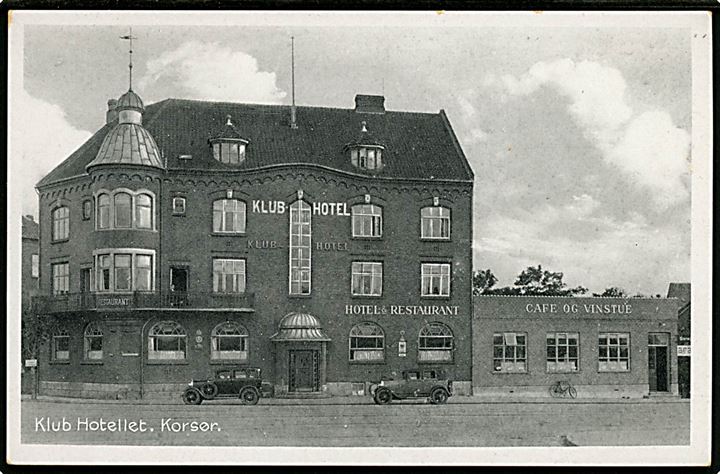 Korsør. Klub Hotellet med restaurant, Cafe og Vinstue. Stenders no. 77726.