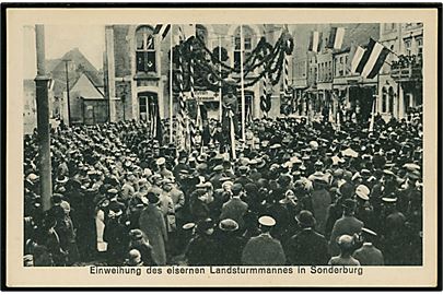 Sønderborg, Landstormmanden indvies på Rådhustorvet d. 21.10.19151. Chr. Qvist no. 6528.