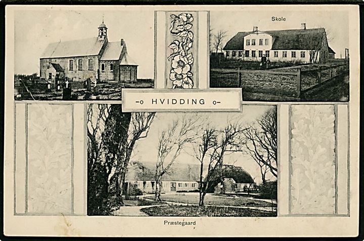 Hvidding (Hviding), partier med kirke, skole og præstegård. W. Schützsack no. 94304.