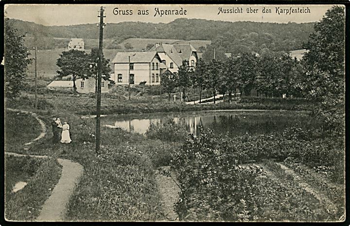 Aabenraa, Gruss aus med udsigt over Karpfenteich. ON no. 1105.