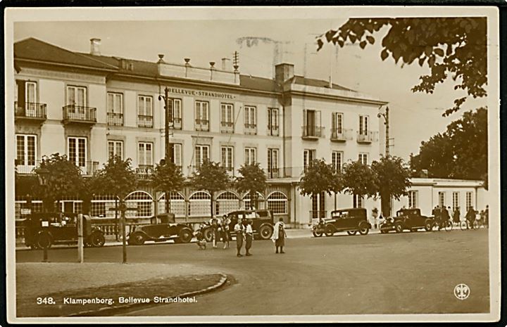 Klampenborg, Bellevue Badehotel med automobiler. A. Vincent no. 348.