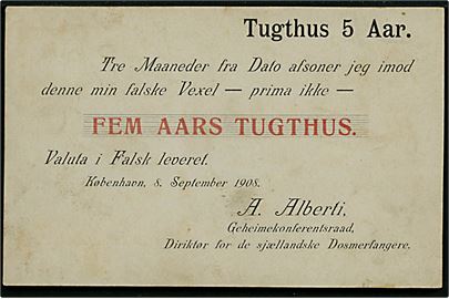 Alberti-Sagen. Veksel på 5 Aars Tugthus. Løvendahl no. F62.