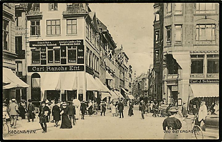 Købh., Ved Østergade med Carl Ranch eftf. rejsebureau. Fotograf Orla Bock. A. Vincent no. 517. 