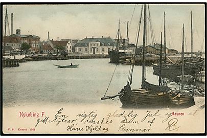 Nykøbing F., Havn med skibe. Stenders no. 1763.