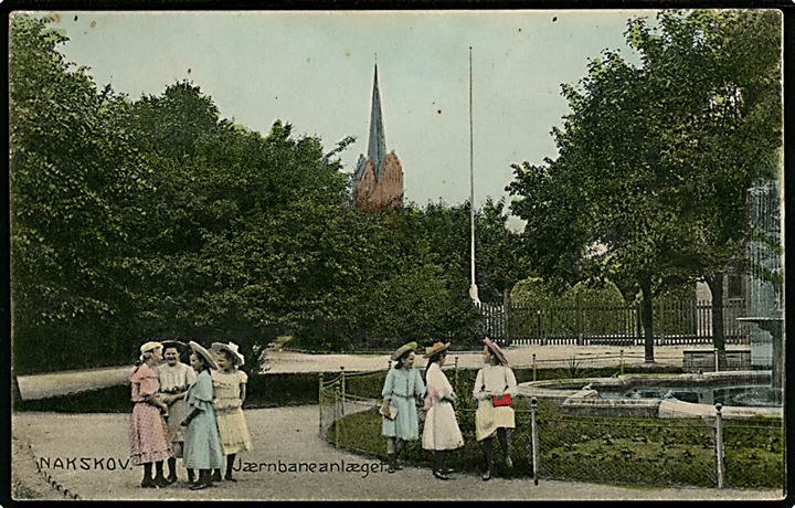 Nakskov, Jernbaneanlægget. Stenders no. 12305.