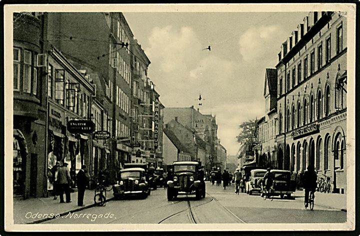 Odense, Nørregade med automobiler. R. Olsen no. 5018.