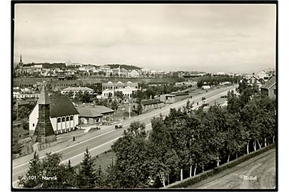 Norge, Narvik, udsigt med kirke. Mittet no. 101.