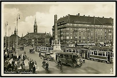 Købh., Vesterbrogade med bus linie 11 og sporvogne. J. Chr. Olsen no. 255.