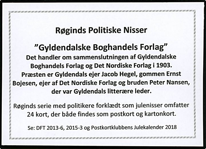 Carl Røgind: Politiske Nisser - Gyldendalske Boghandels Forlag. Kartonkort u/no.