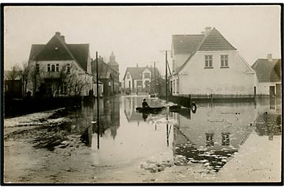 Kongerslev. Fra stormfloden 1927. Fotokort u/no. 