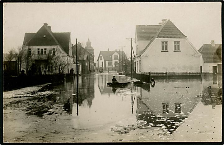 Kongerslev. Fra stormfloden 1927. Fotokort u/no. 