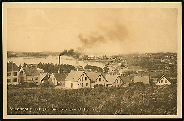 Svendborg. Set fra Bakken ved Bellevue. Stenders no. 34853.