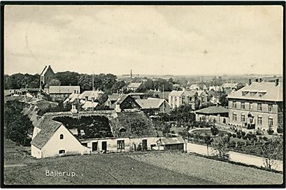 Ballerup, udsigt med kirke i baggrunden. Stenders no. 5970.