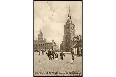 Odense. Sct. Knuds Kirke og Raadhuset. Stenders no. 7191.