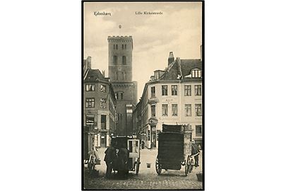 Købh., Lille Kirkestræde med hestevogne. P. Alstrup no. 9264.