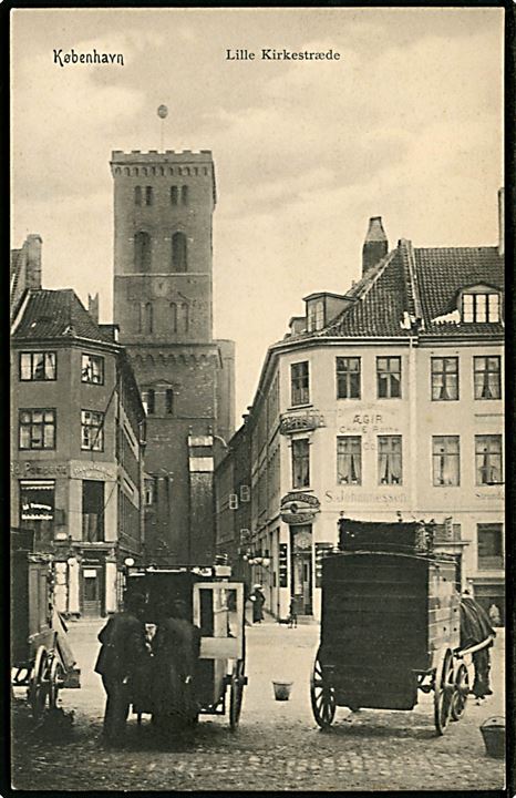 Købh., Lille Kirkestræde med hestevogne. P. Alstrup no. 9264.