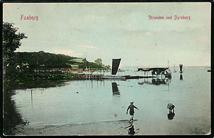 Faaborg, Stranden ved Dyreborg. Warburgs Kunstforlag no. 3908.