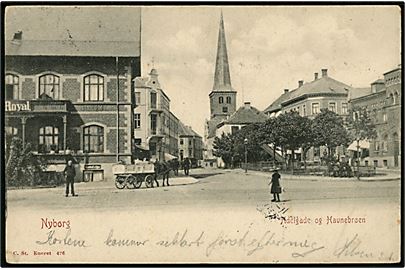 Nyborg, Adelgade og Havnebroen. Stenders no. 426. 