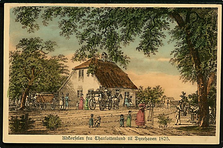 Charlottenlund ved Dyrehaven anno 1825. Serie Fra Gamle Dage Stenders no. 26939.