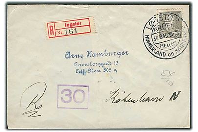 50 øre Chr. X single på anbefalet brev annulleret med turiststempel Løkken d. 30.8.1945 til København.