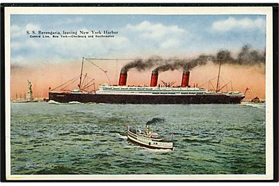 Berengaria, S/S, Cunard Line forlader New York på ruten New York - Cherbourg & Southampton. 