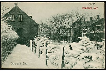 Struer, haveparti i sne. Glædelig Jul. Stenders no. 19045.