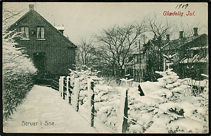 Struer, haveparti i sne. Glædelig Jul. Stenders no. 19045.