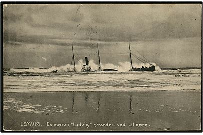 “Ludvig”, S/S, af Lübeck strandet ved Lilleøre pr. Lemvig d. 1.2.1906. H. Riegel no. 26138. Hj.knæk.