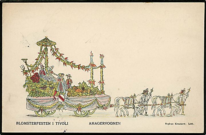 Blomsterfest i Tivoli 1904. Amagervognen. S. Kruckow u/no.