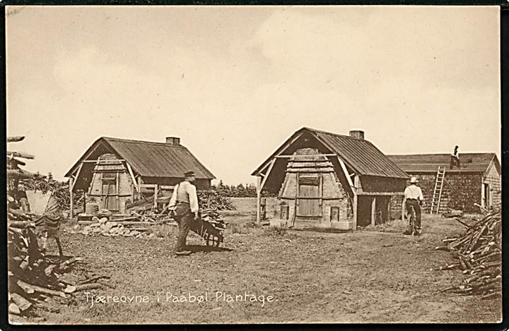 Paabøl plantage med tjæreovne. G. Madsen no. 21209.