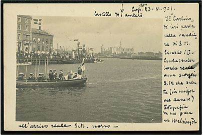 Helsingør, havnen ved kejser Nicolai II's besøg i 1901. Fotokort u/no. 